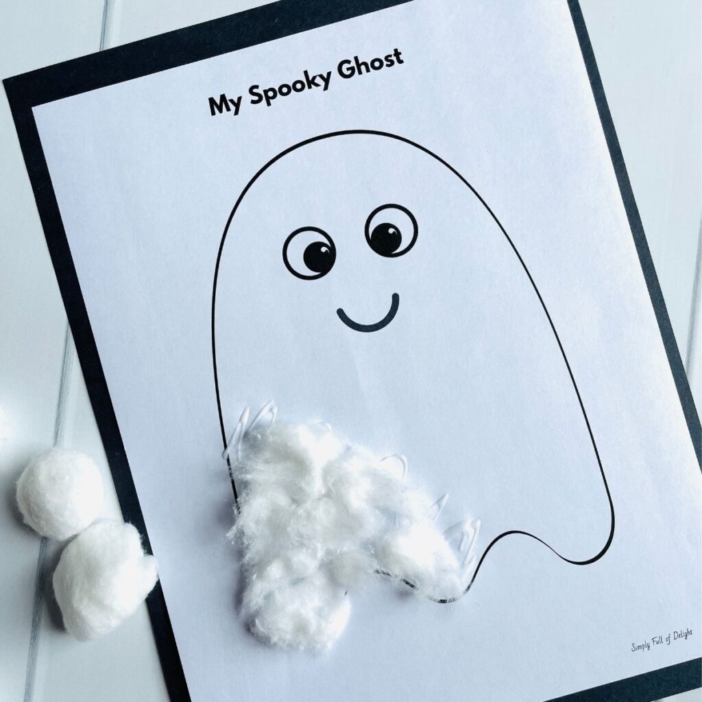 Easy Cotton Ball Ghost Craft For Kids Free Template Simply 