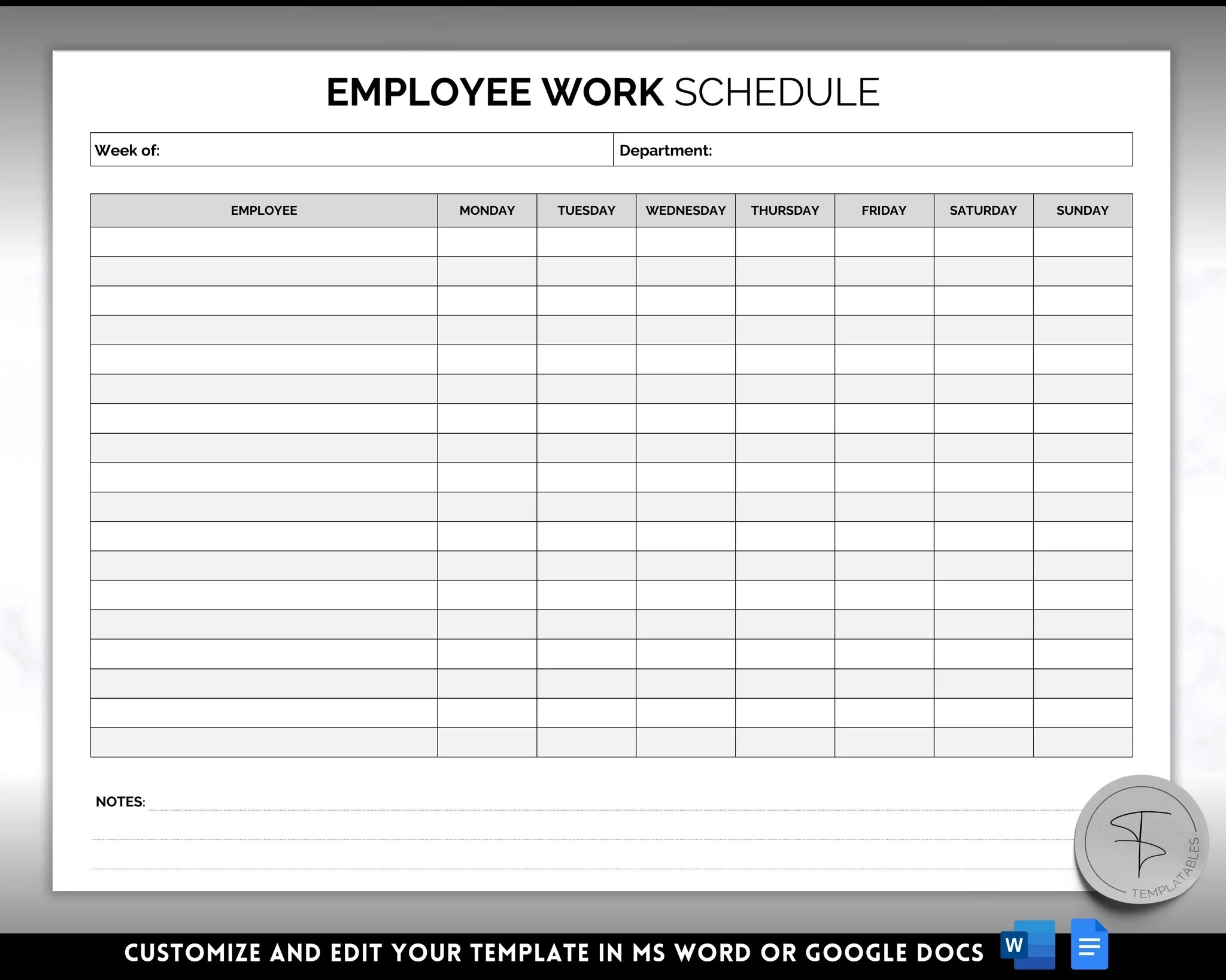 Printable Employee Schedule Template