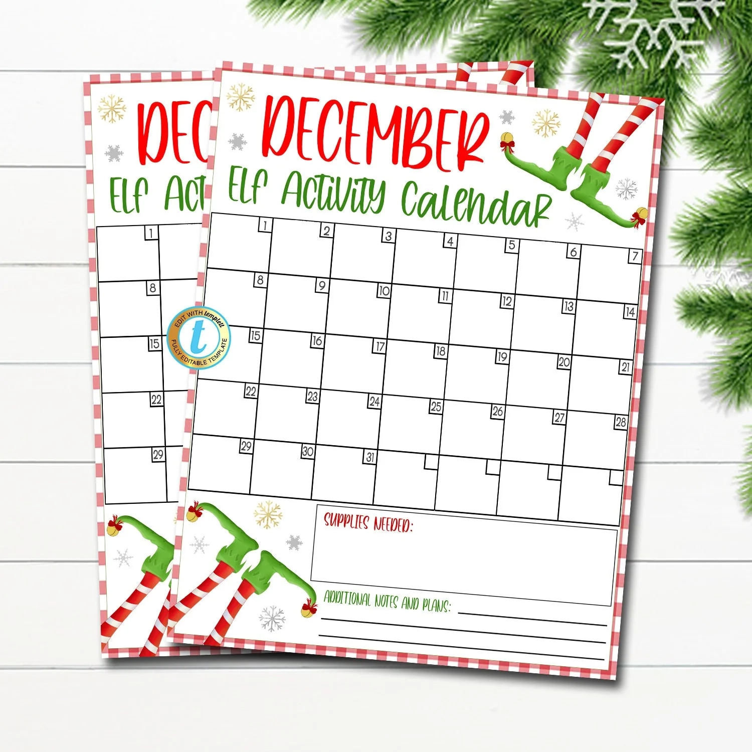 Elf Activity Calendar Printable Kids Holiday Elf Ideas 