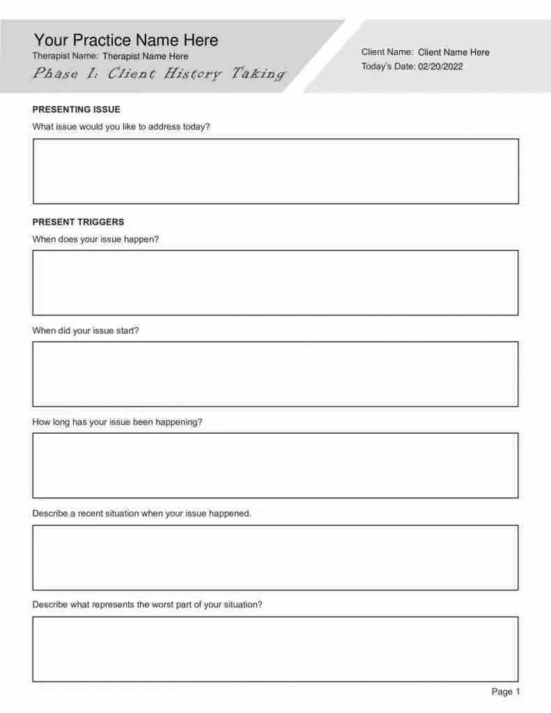 EMDR Worksheets Bundle Editable Fillable Printable PDFs 