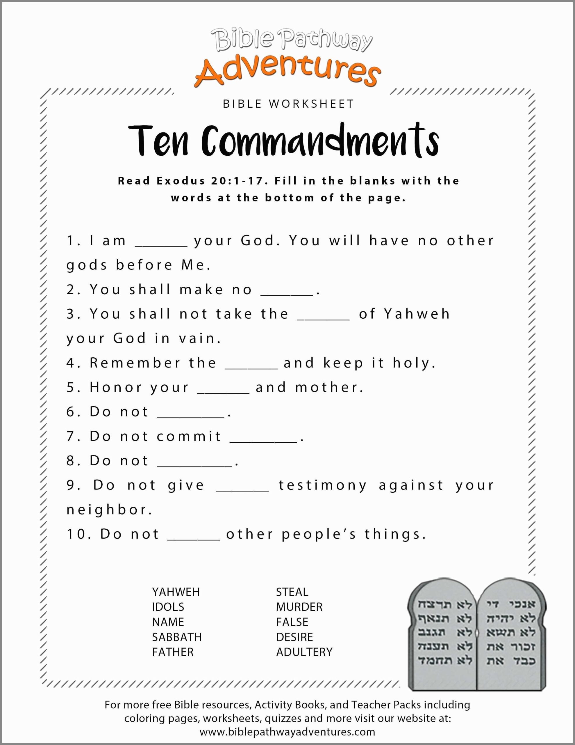 Bible Lesson Worksheets For Youth