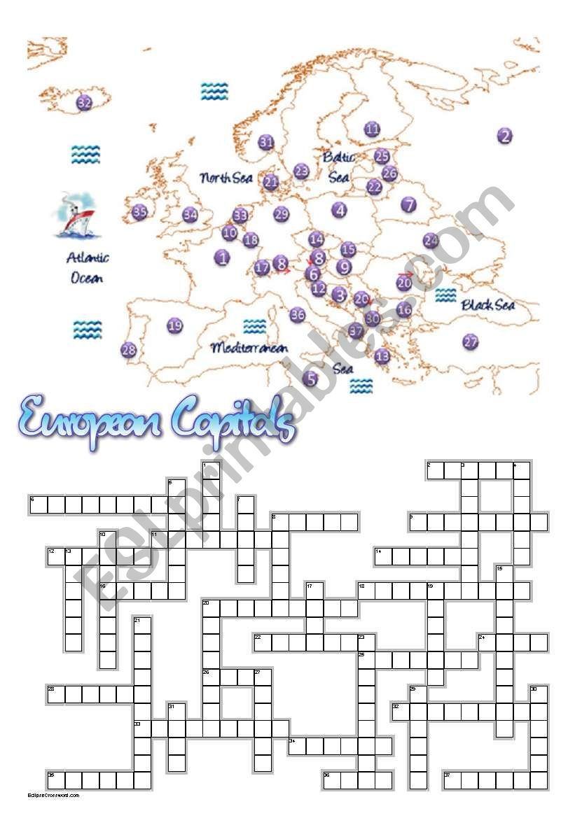 Europe Crossword Puzzles Printable