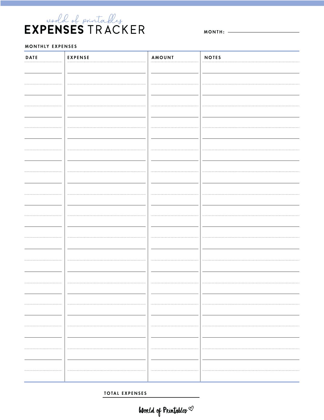 Printable Expense Sheet