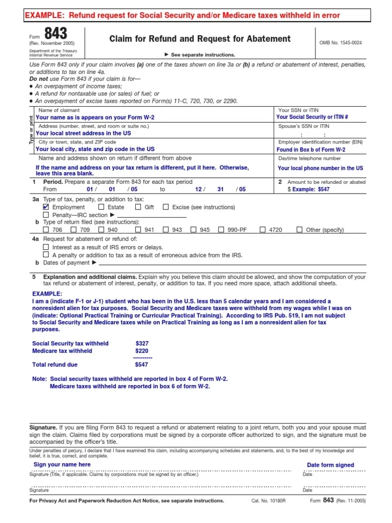 F 843 PDF Tax Refund Government Finances