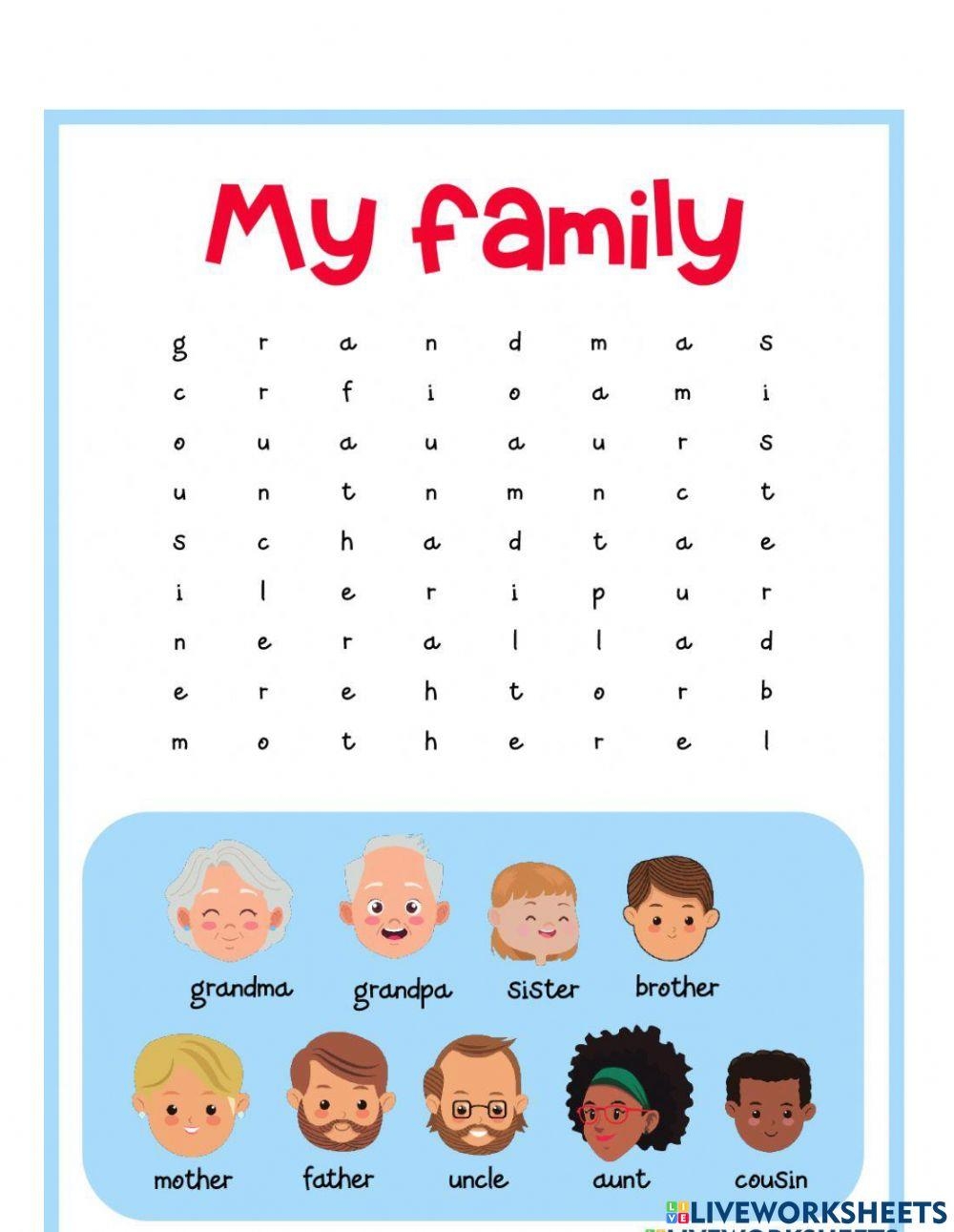 Family Crossword Free Interactive Worksheets 2224041
