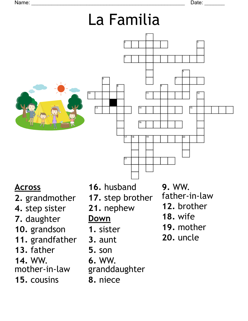Family Members Crossword WordMint