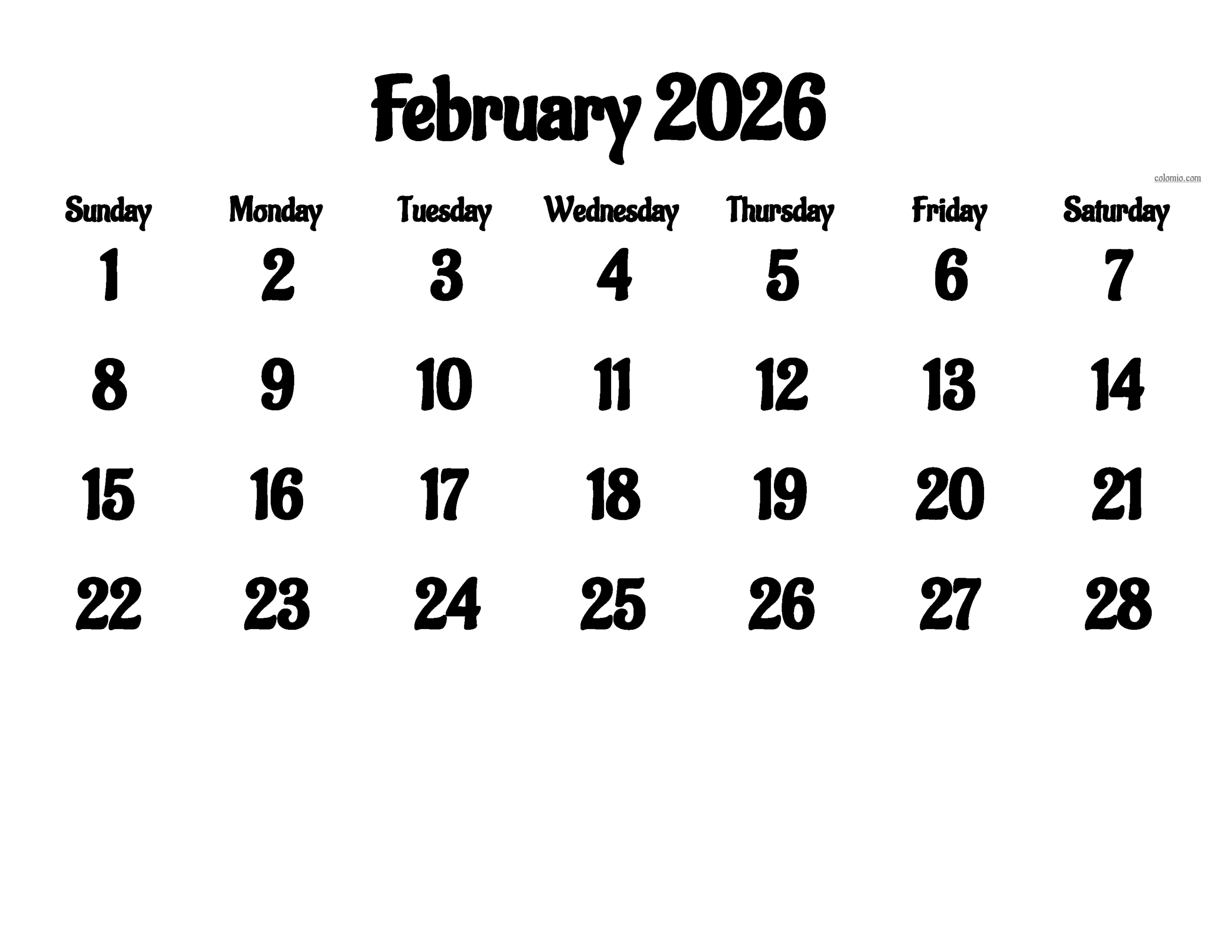 February 2026 Calendar Free Printable PDF XLS And PNG Www 