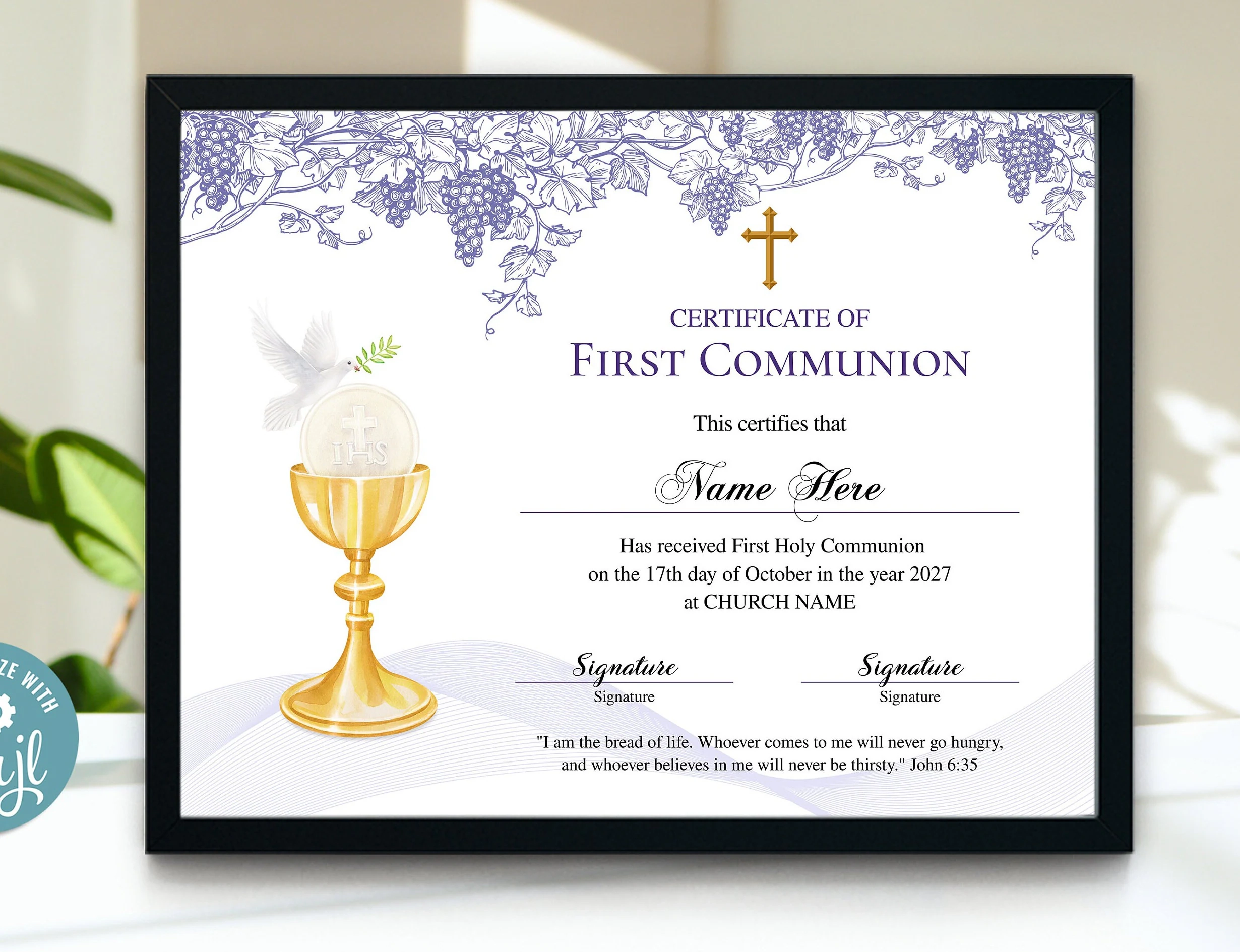 First Communion Certificate 11x8 5 Printable First Communion 