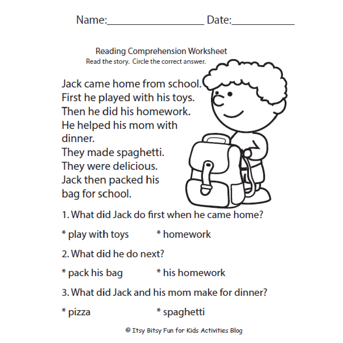 1st Grade Printable Worksheets Reading