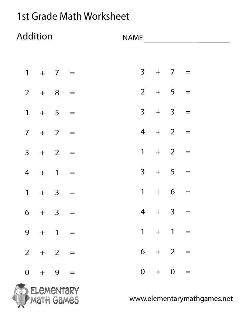 First Grade Worksheets Printable Math