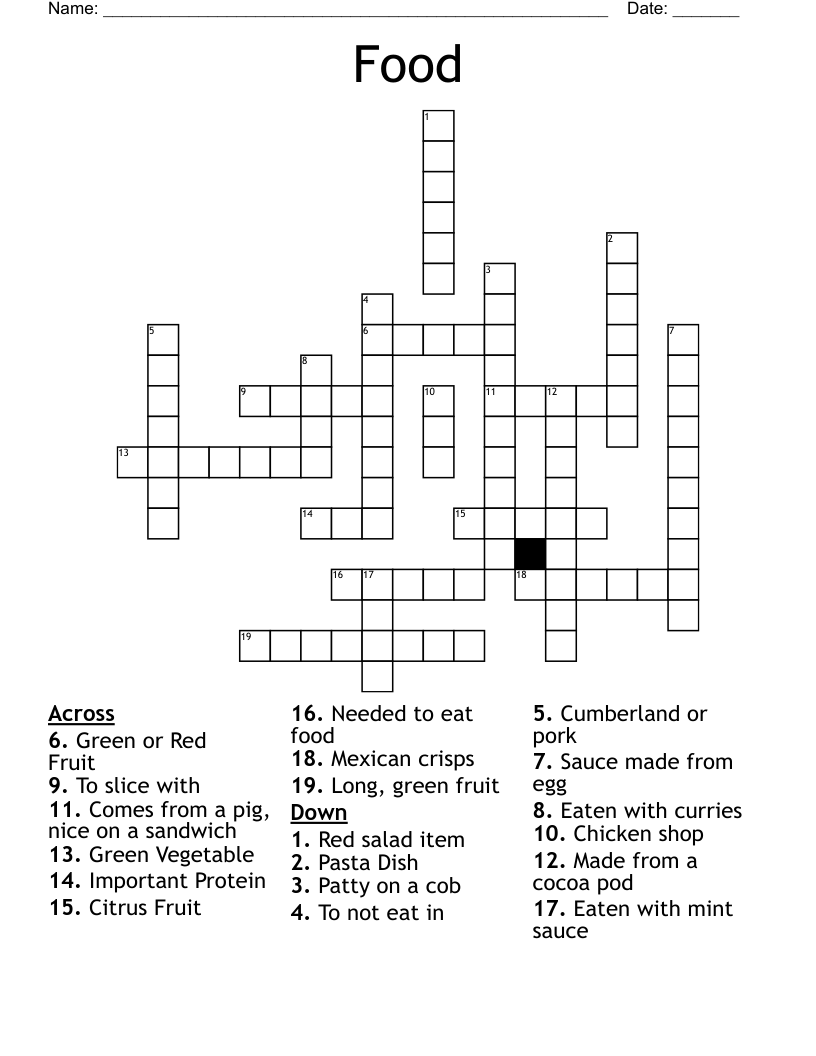 Mexican Market Crossword Puzzle