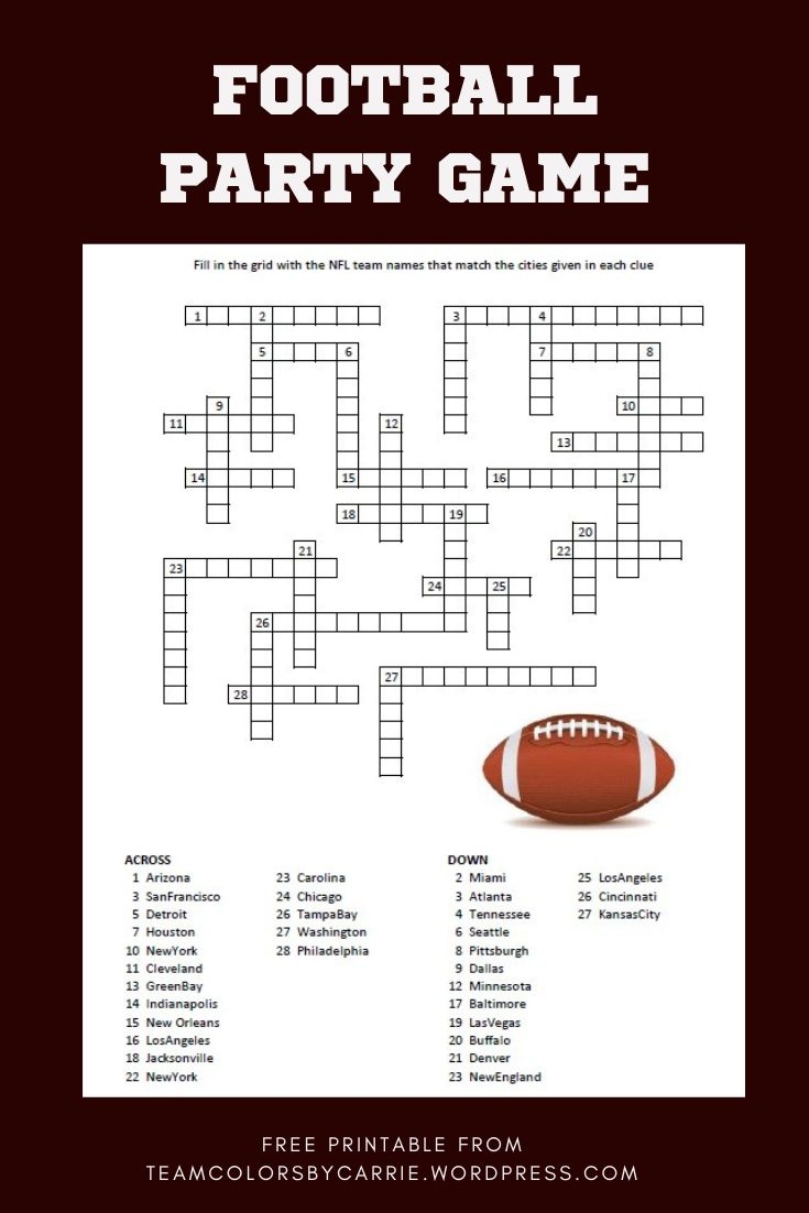 Nfl Football Crossword Puzzles Printable