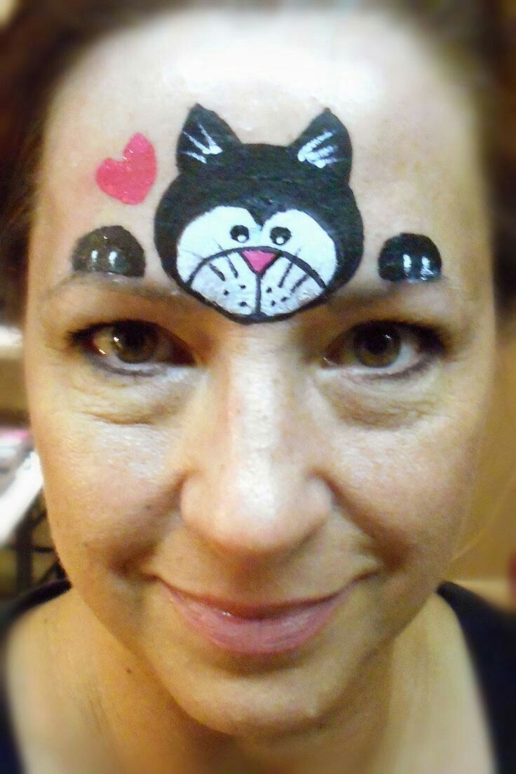Forehead Or Cheek B amp W Cat Design