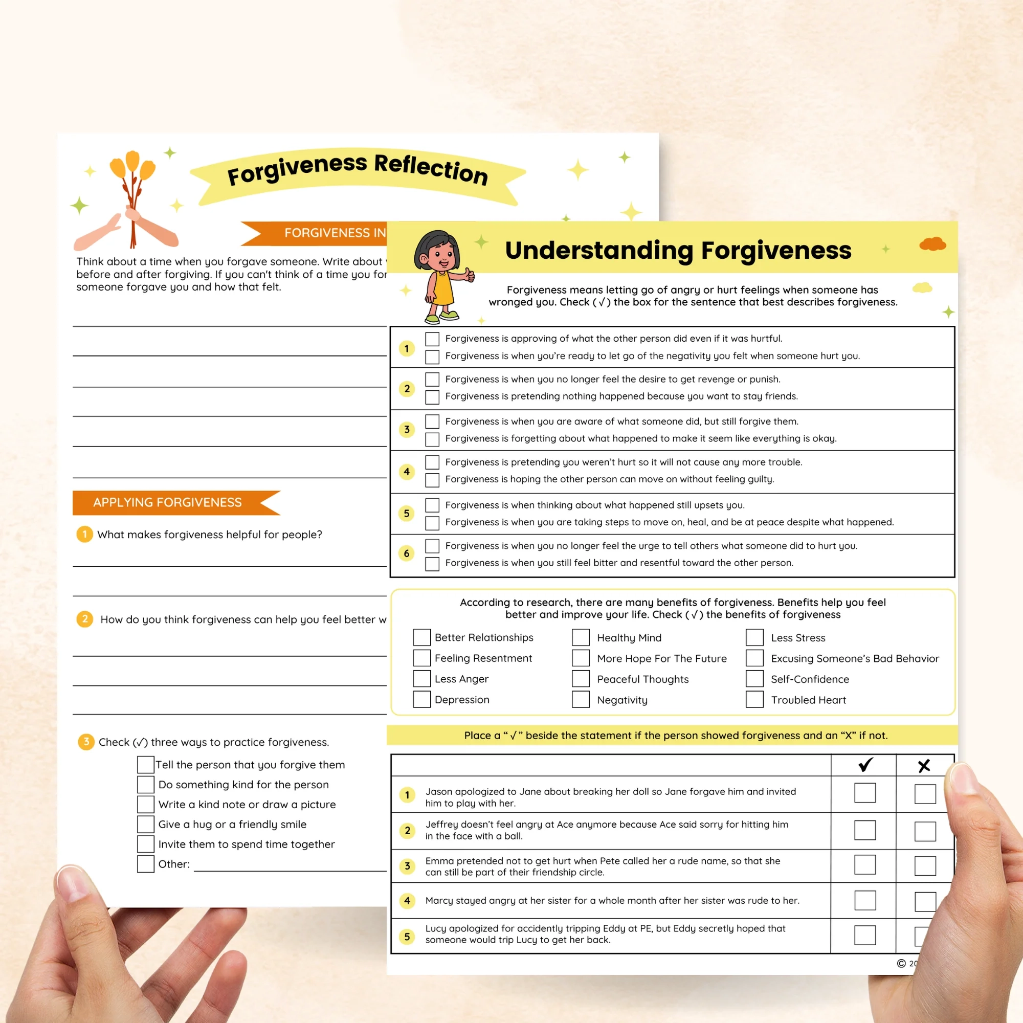 Forgiveness Worksheets 2 Pages 