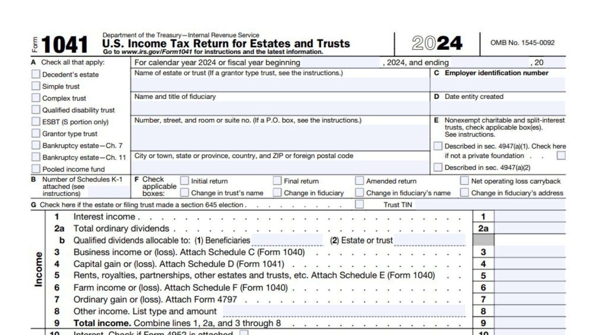 Form 1041 Instructions 2025 2026