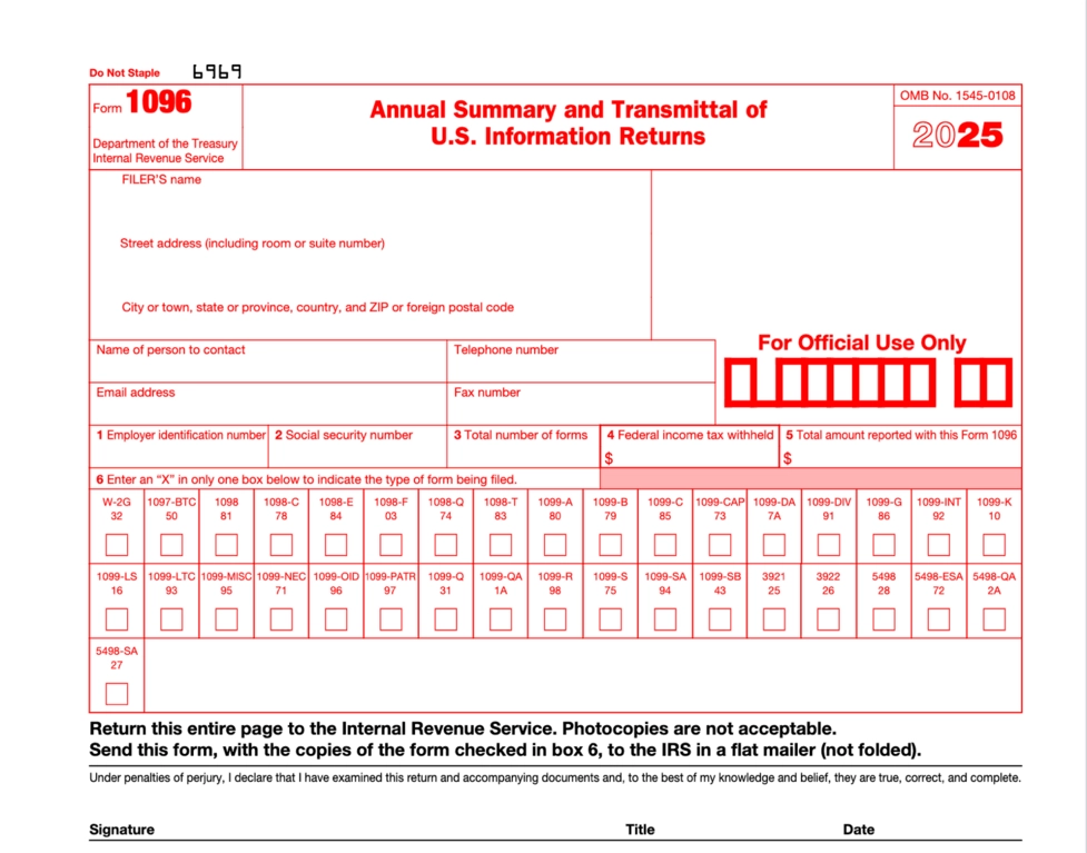 Form 1096 2025 PDF Plus Instructions To Complete OnPay