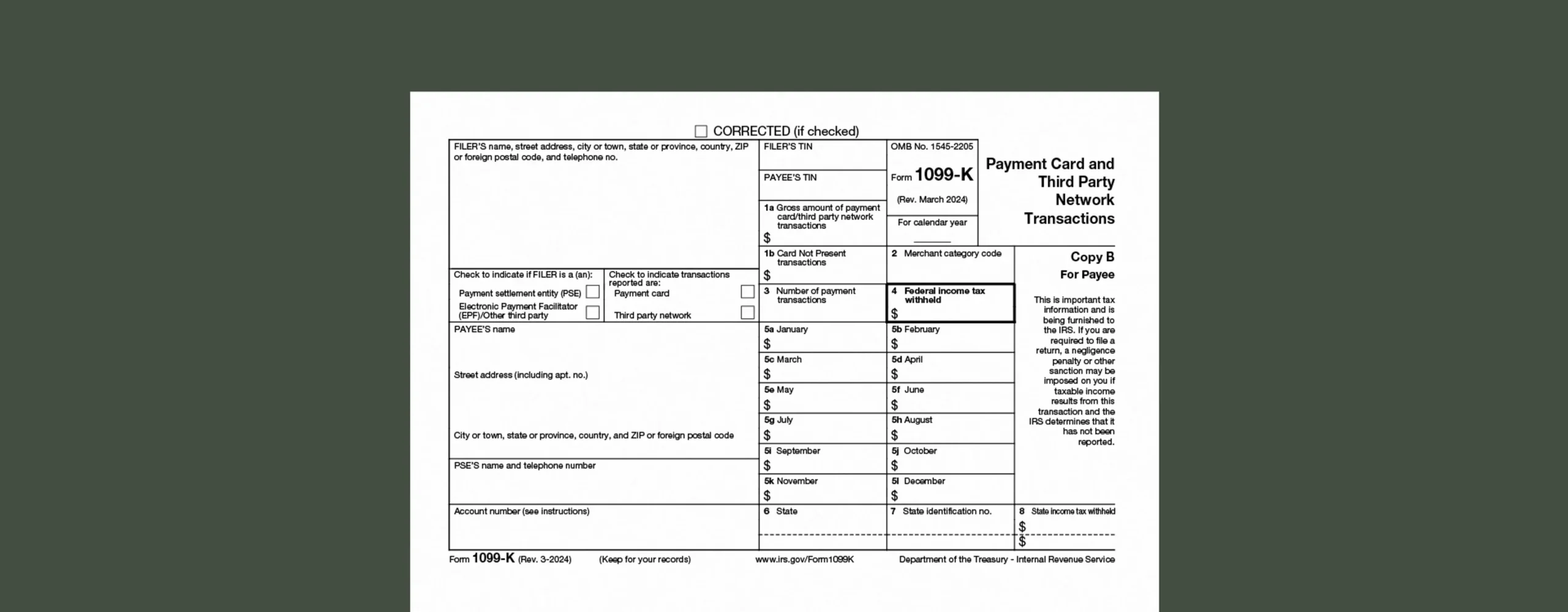 Form 1099 K 2026