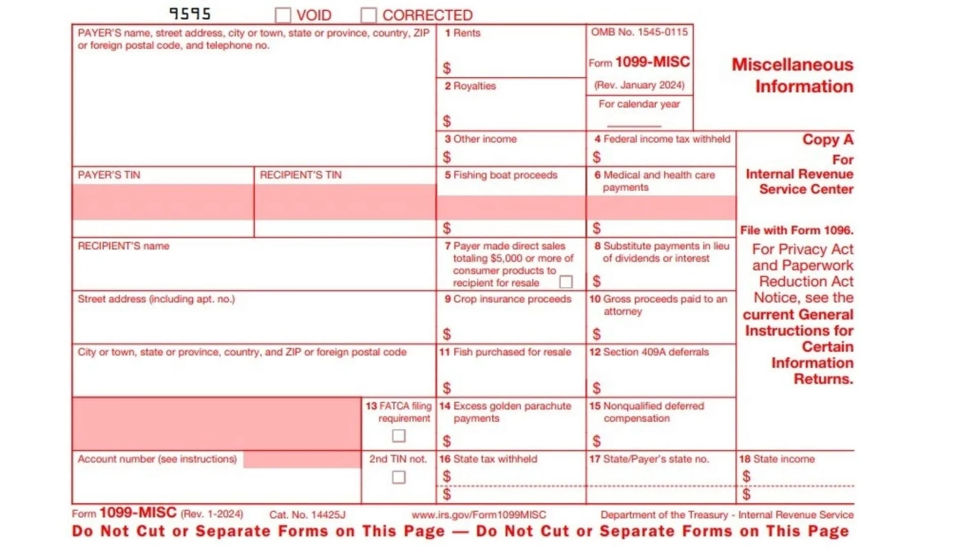 Form 1099 MISC Instructions 2025 2026