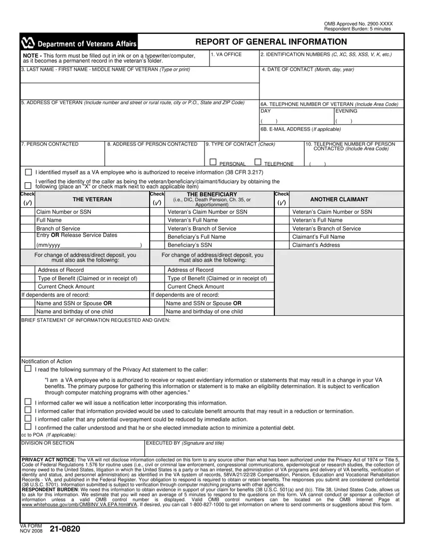 Form 21 0820 Fill Out Printable PDF Forms Online