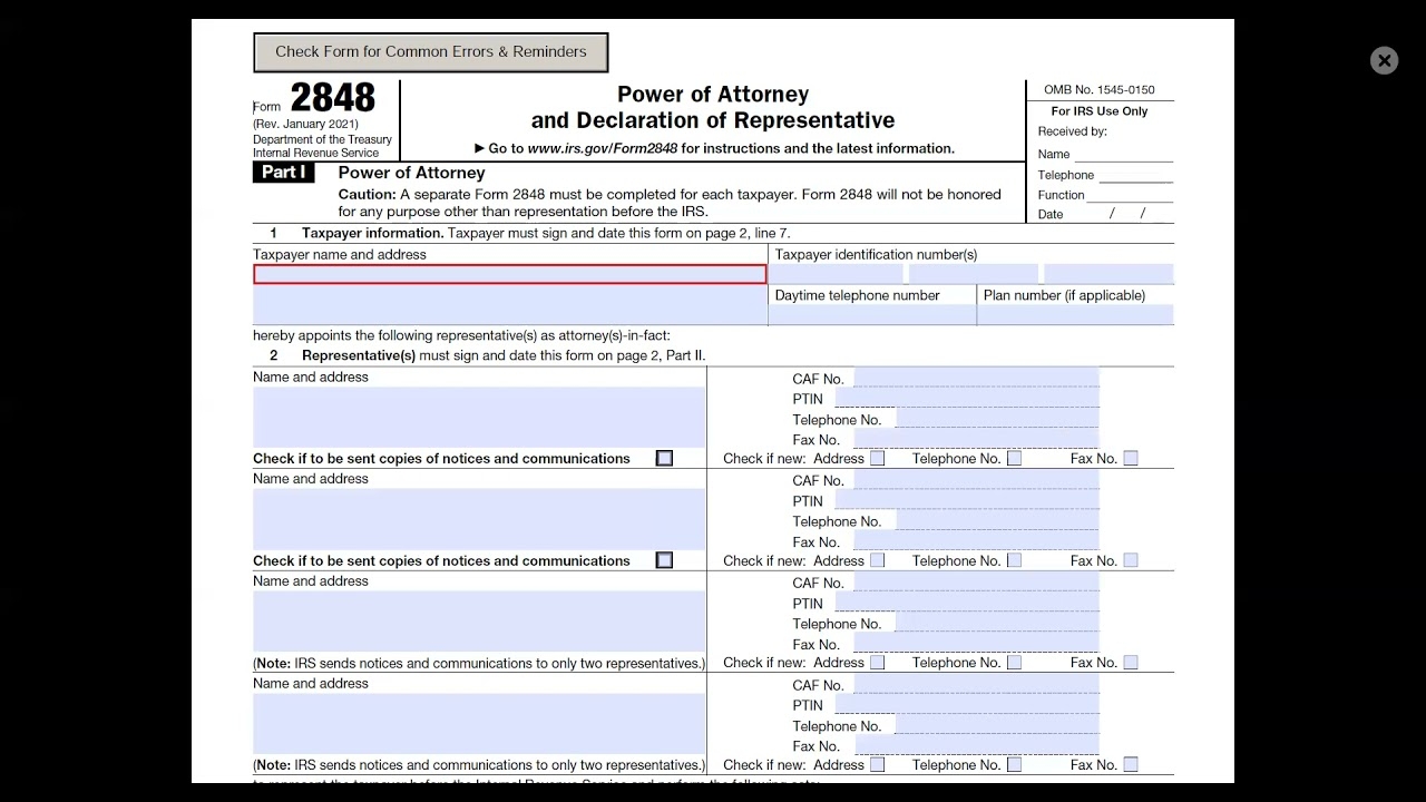 Power Of Attorney Irs Form 2848 Fax Number