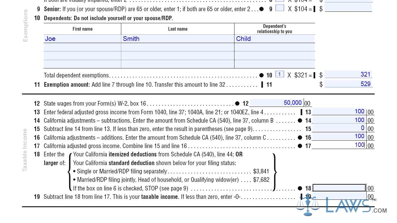 Form 540 California Resident Income Tax Return