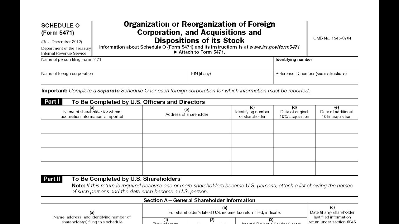 Form 5471 Sched O Org Or Reorg Of Foreign Corp And Acquisitions amp Dispositions Of Its Stock
