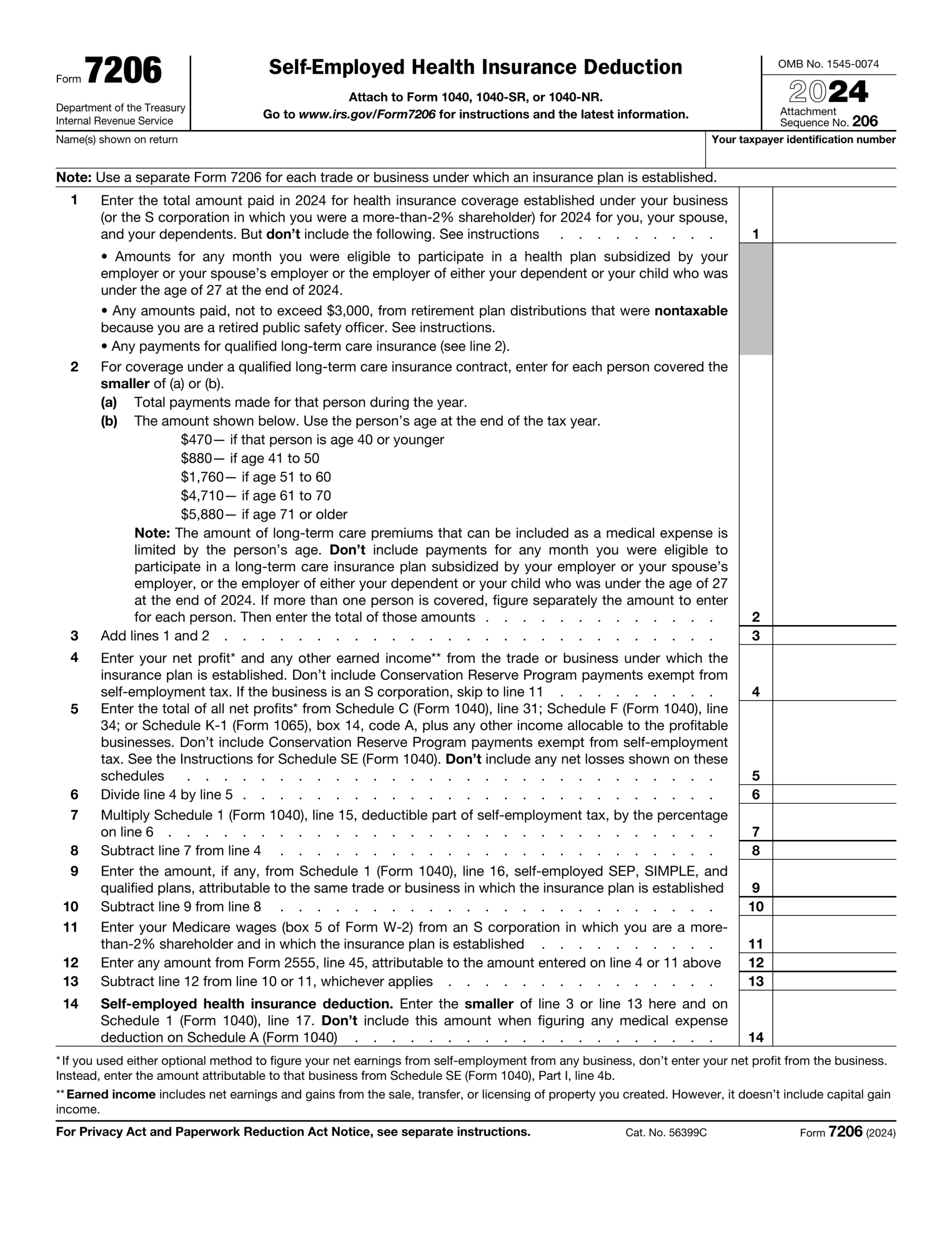 Form 7206 2024 2025 Fill Official Forms Online PDF Guru