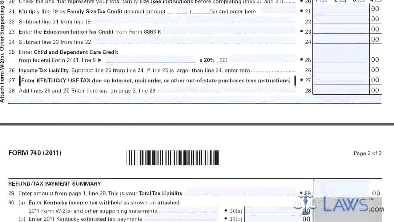 Kentucky State Tax Form 740 Printable