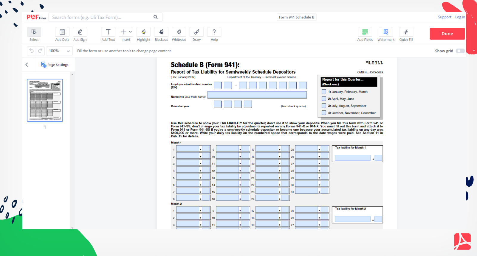 Schedule B Form 941 Printable