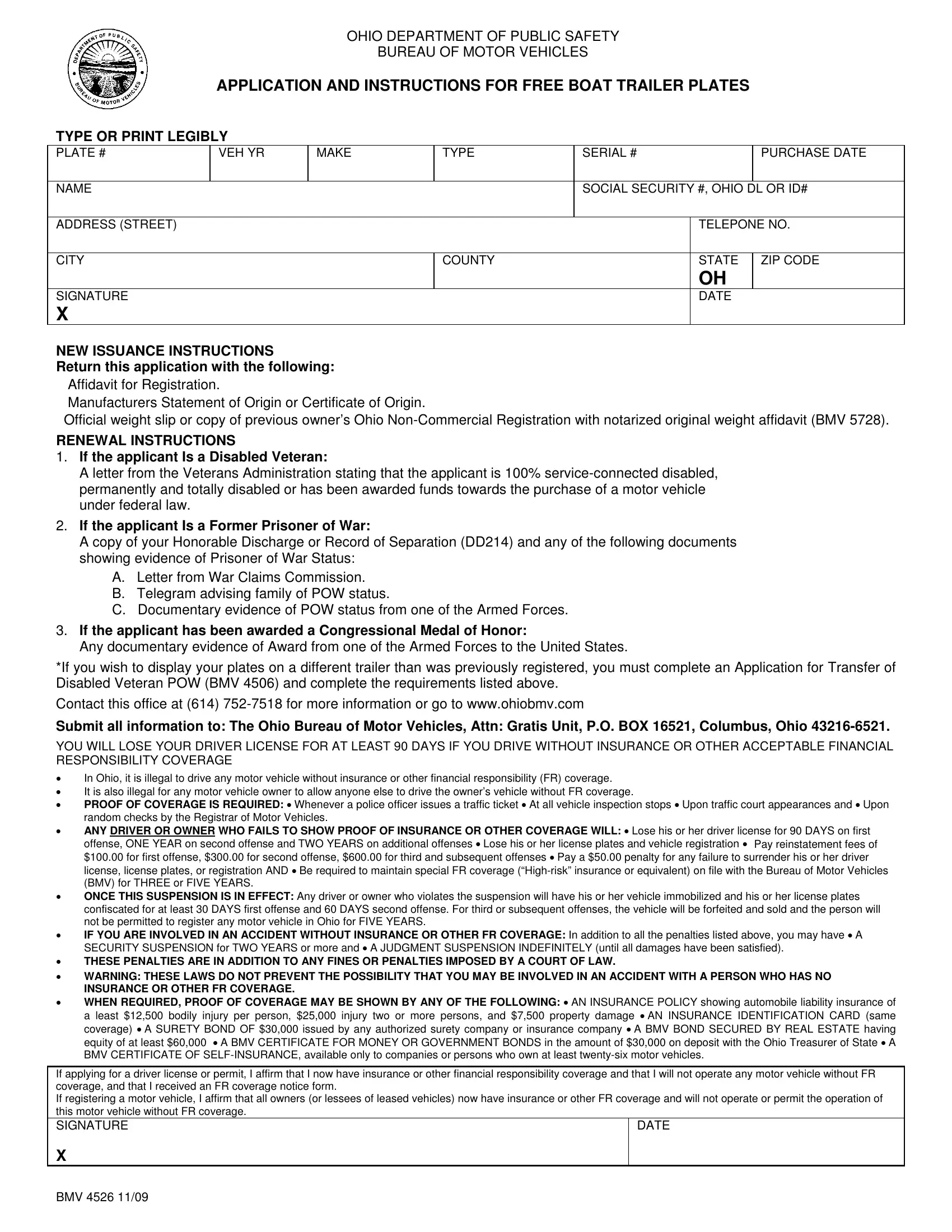Form Bmv 4526 Ohio Fill Out Printable PDF Forms Online