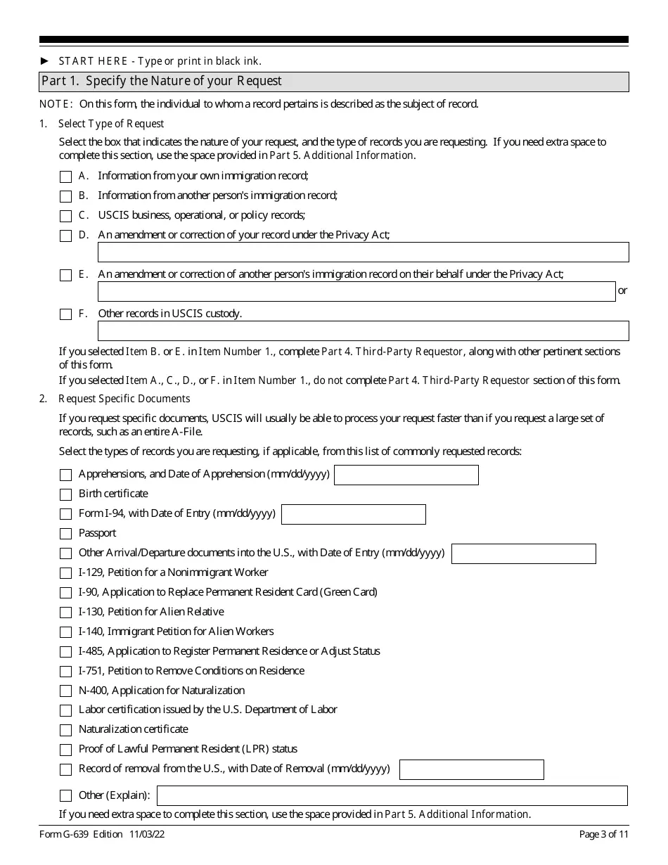 Form G 639 Uscis Printable