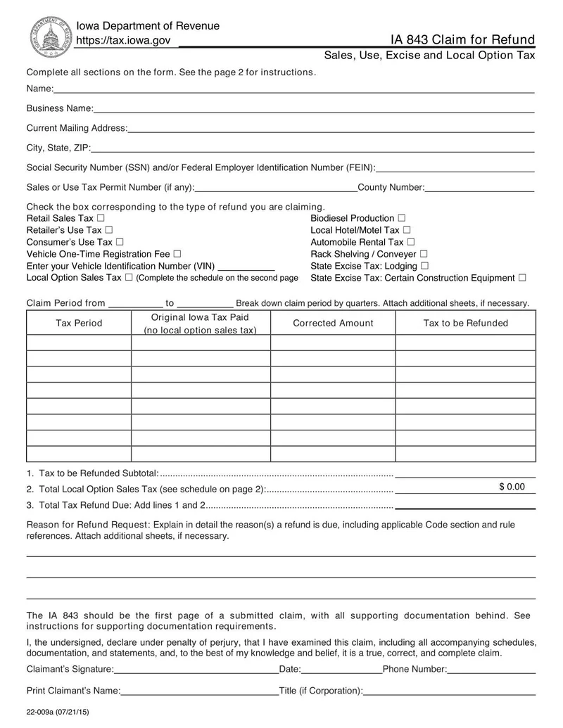 Form IA 843 Fill And Sign With Lumin