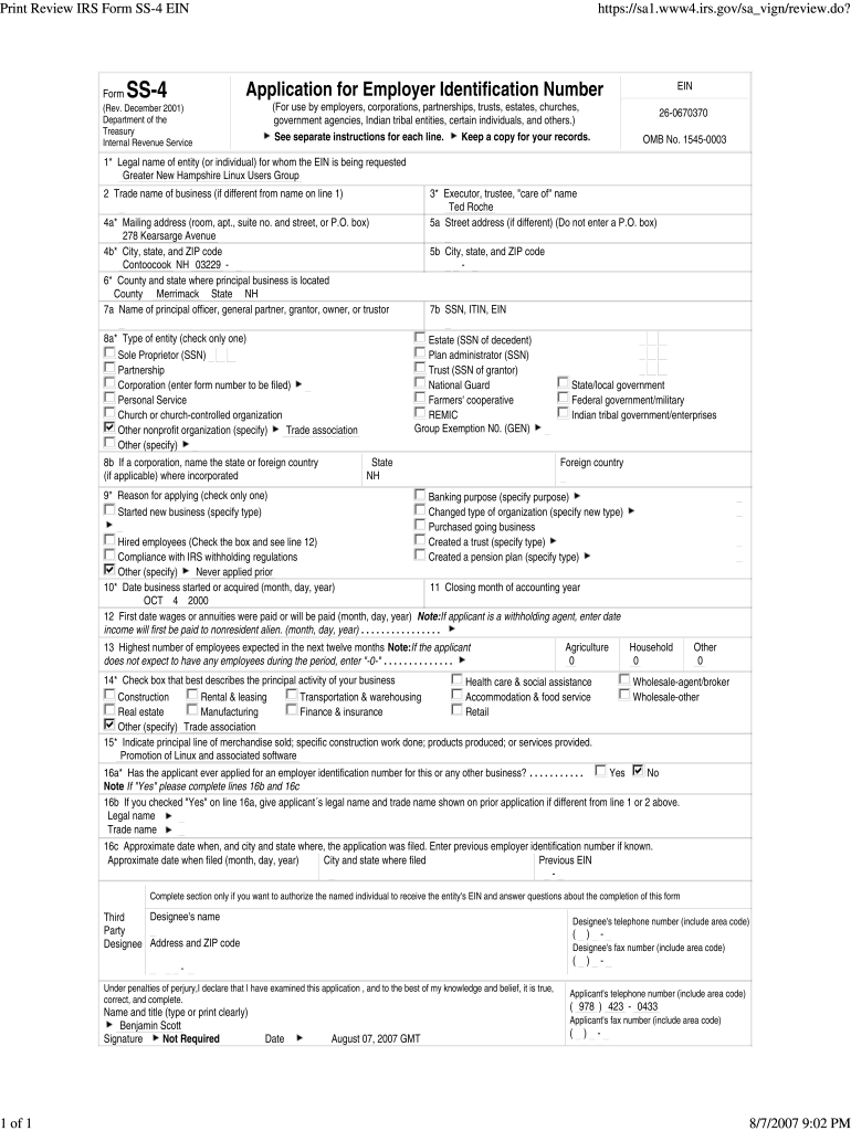 What Is Irs Form Ss-4