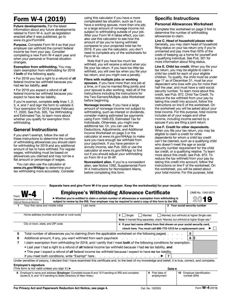 Printable Form W-4v Printable Form W-4v