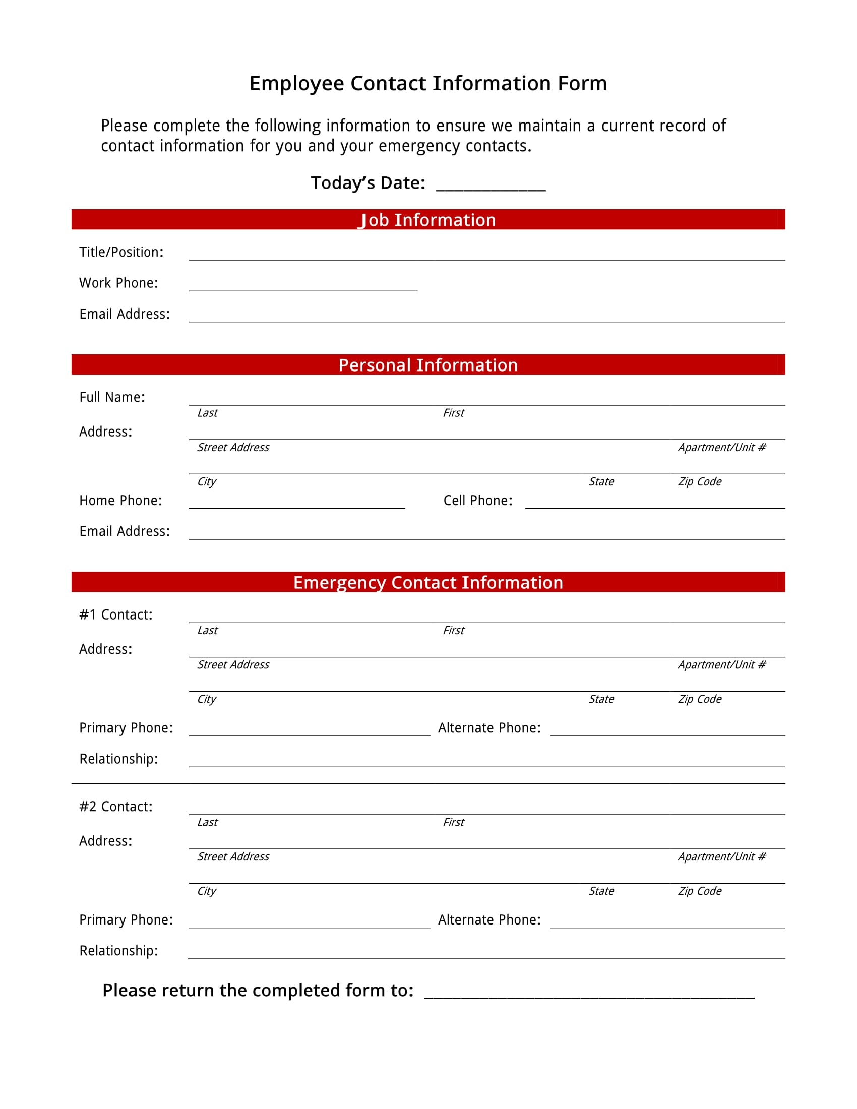 FREE 18 Employee Information Form Samples PDF Word Google Docs