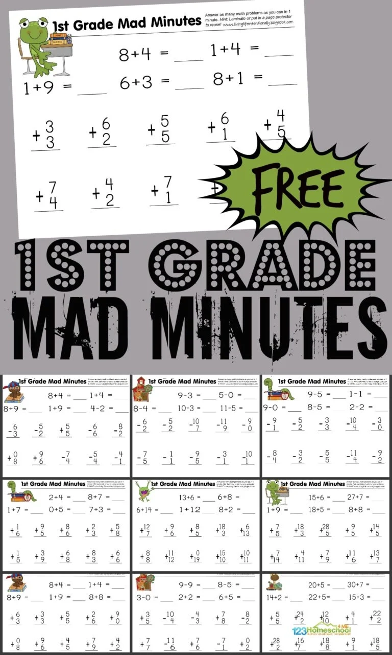 Free Printable First Grade Worksheets Math