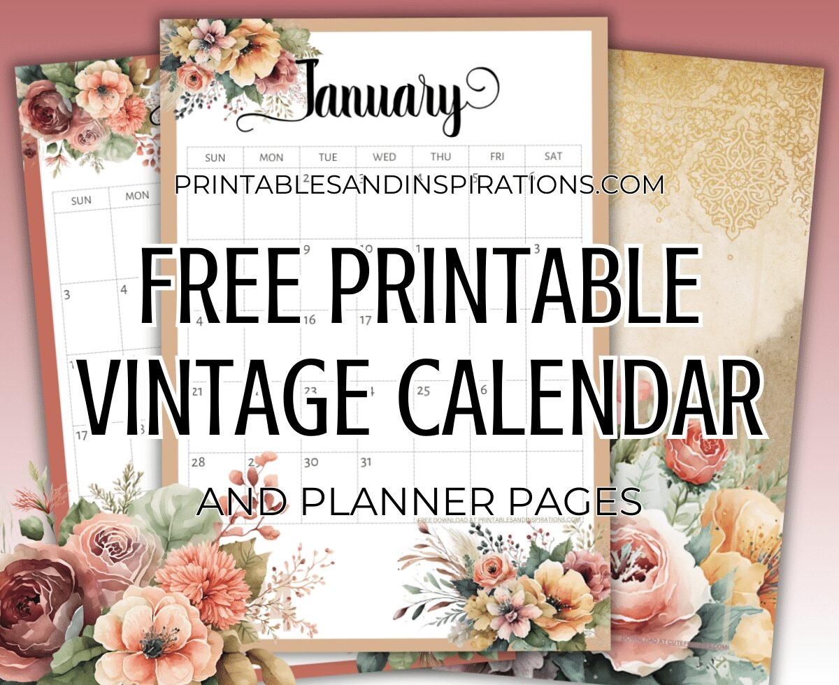 Free 2025 2026 Vintage Floral Calendar Printable Printables And 