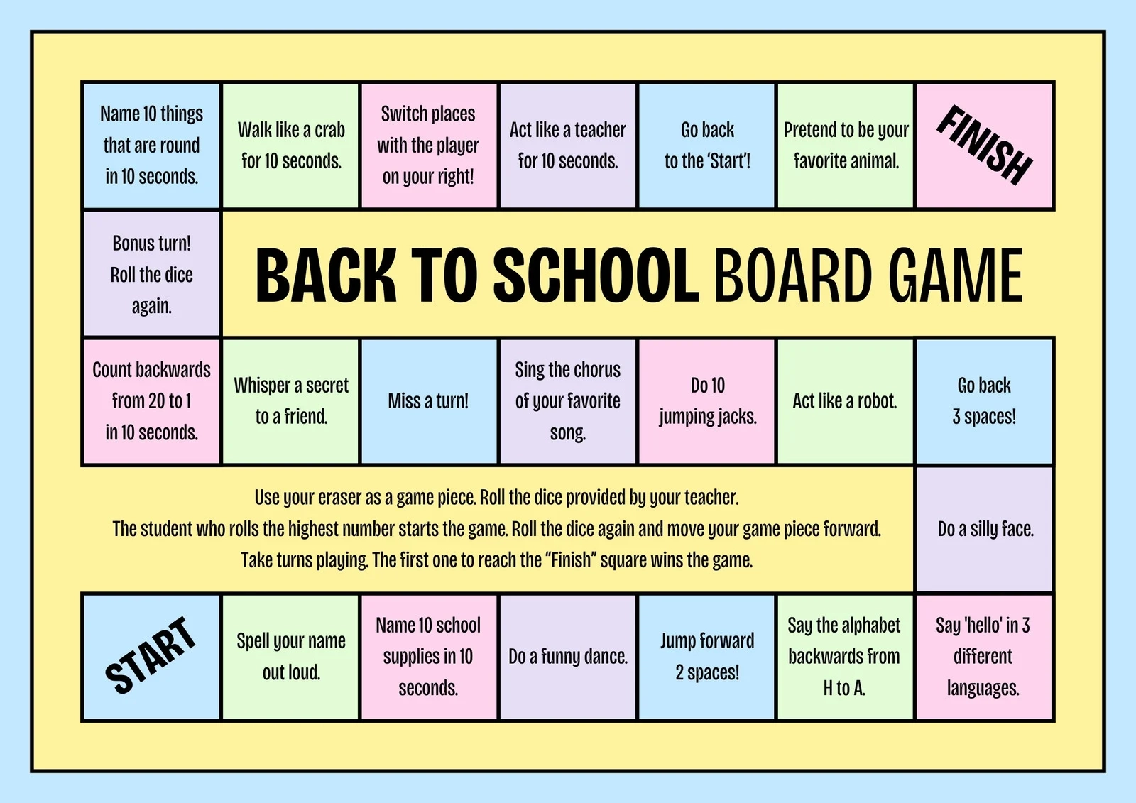 Printable Customizable Blank Board Game Template