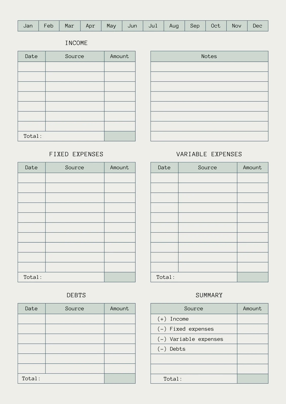 Easy Budget Worksheet Printable
