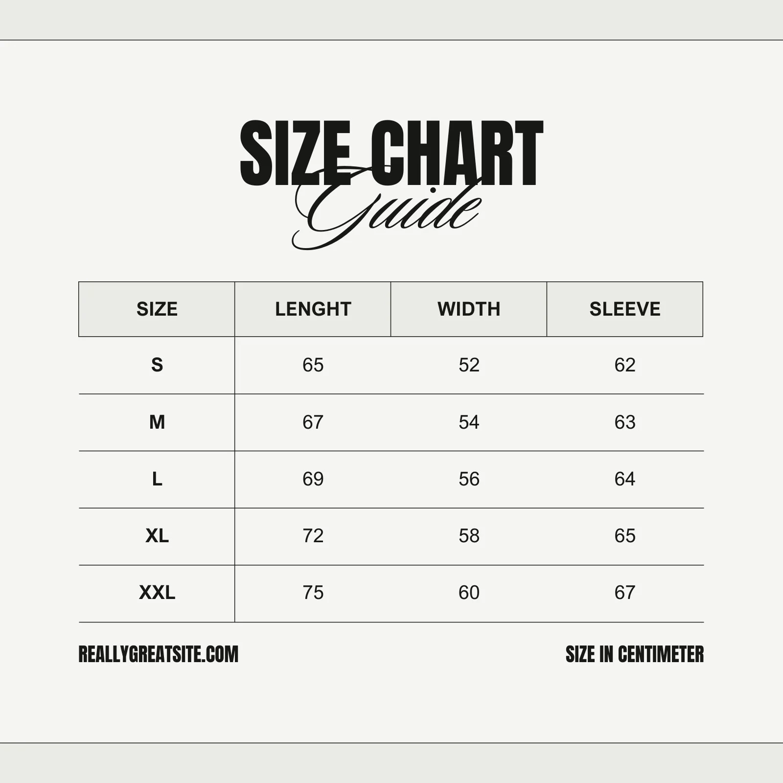 Free And Customizable Size Chart Templates