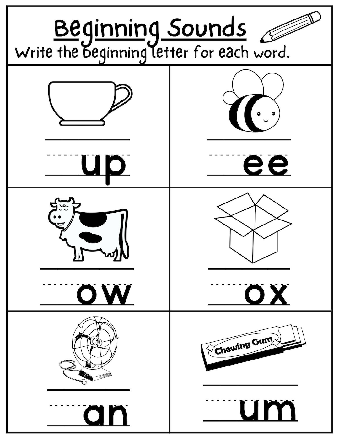 Free Beginning Sounds Worksheets Kindergarten