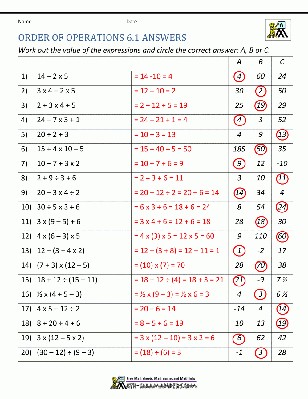 Free Answers For Math Worksheet Download Free Answers For Math 