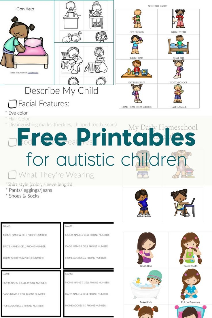 Free Autism Printables Library Visual Schedules Worksheets 