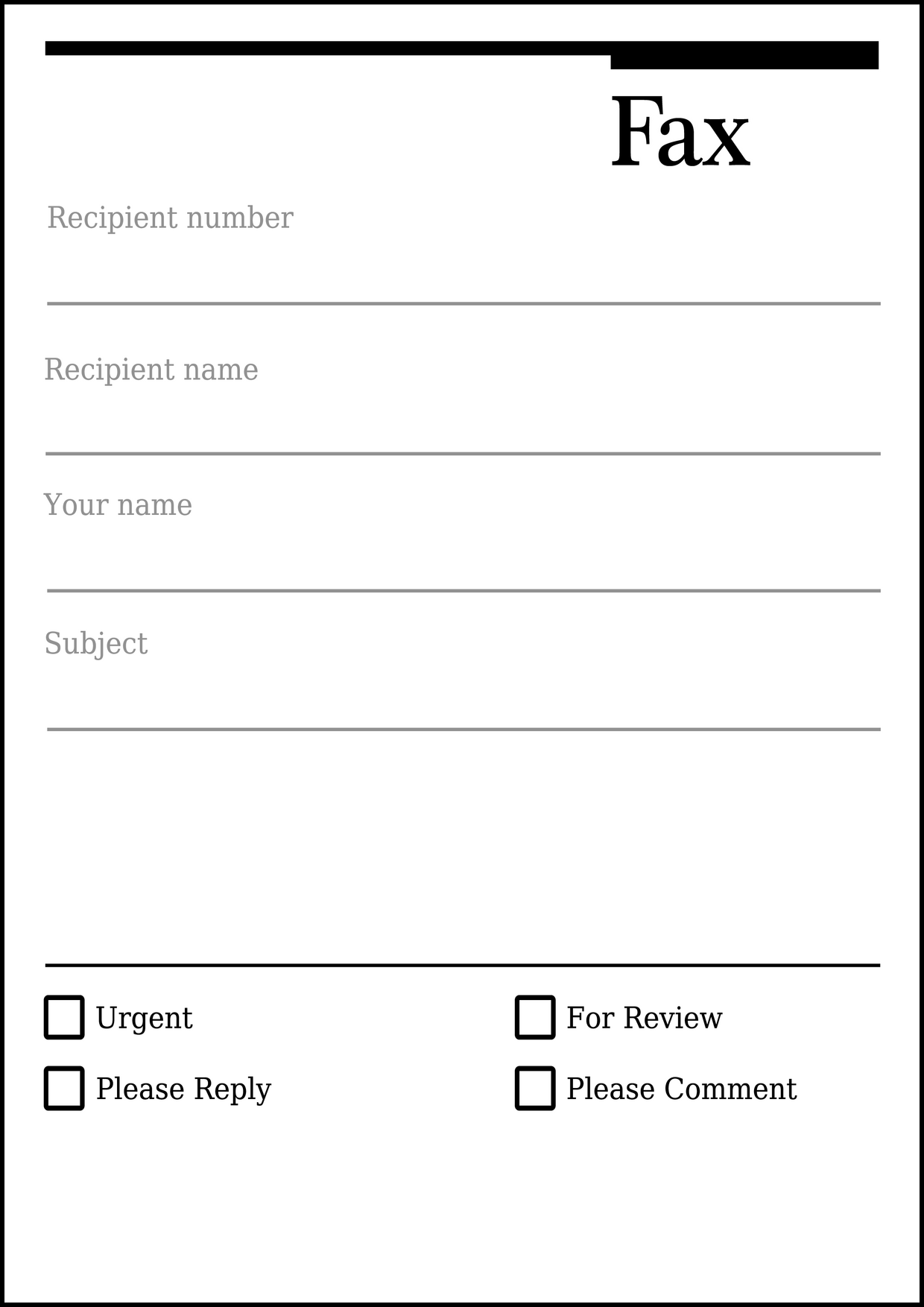 Fax Cover Sheet Printable Template