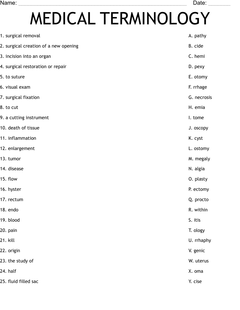 Medical Terminology The Basics Printable
