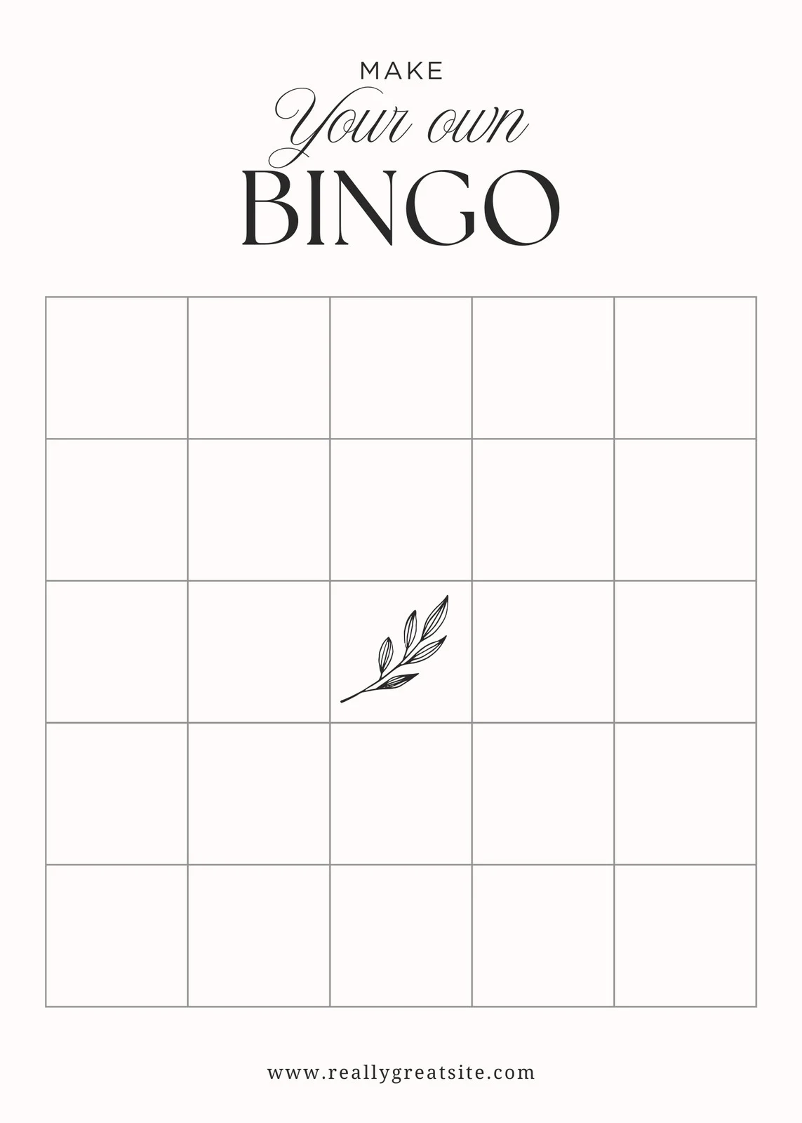 Bingo Card Template Free Printable
