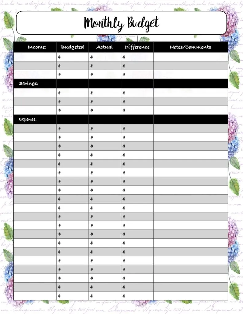 Free Printable Expenses Tracker