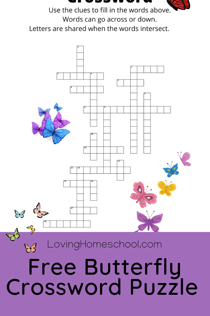Free Butterfly Crossword Puzzle LovingHomeschool
