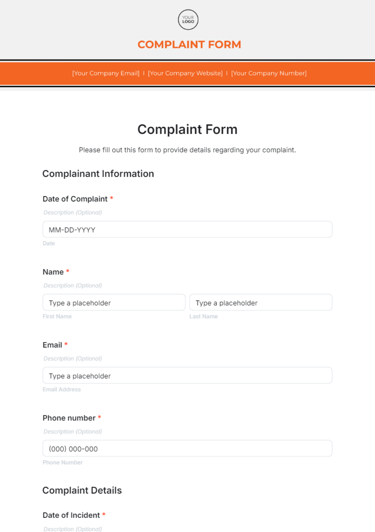 Free Complaint Form Templates To Edit Online