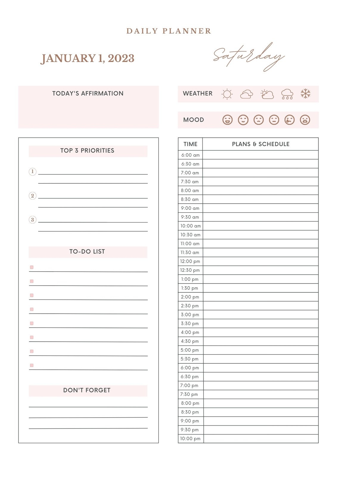 Free Daily Planner Templates To Customize Canva Worksheets Library